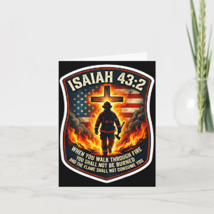 Cartão Isaiah 43 2 bombeiro fogo oração patriota bandeira