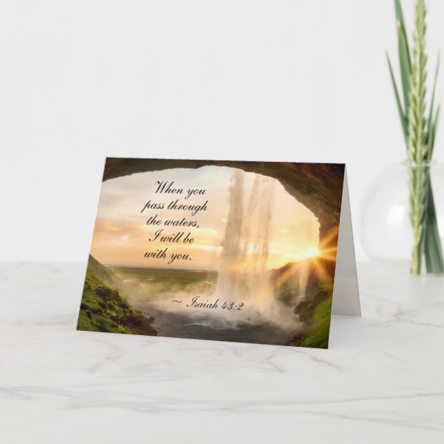 Cartão Isaiah 43:2 Quando você passa pela Bíblia das água (Frente)