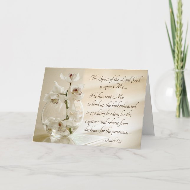 Cartão Isaiah 61:1,3 O Espírito do Senhor está sobre mim (Frente)