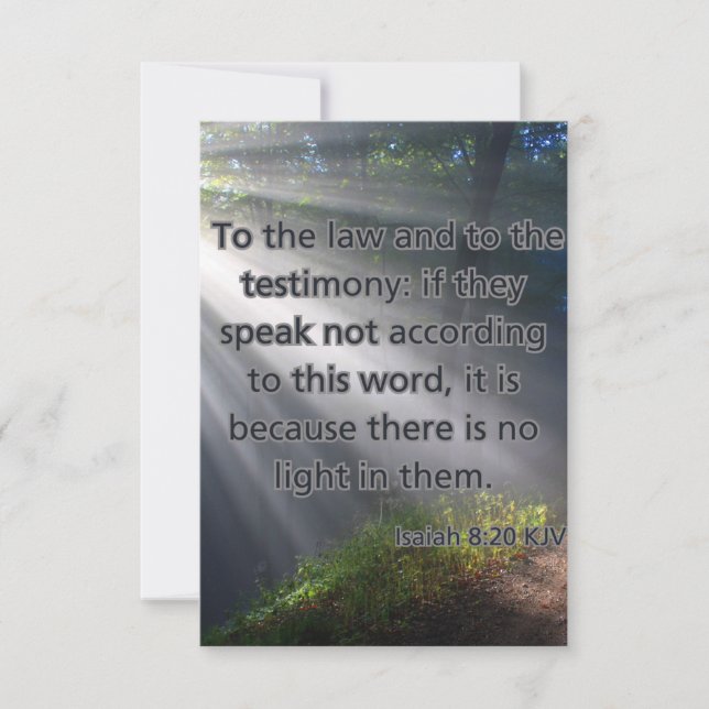 Cartão Isaiah 8:20 KJV Bíblia Escritura Saudação Pic (Frente)