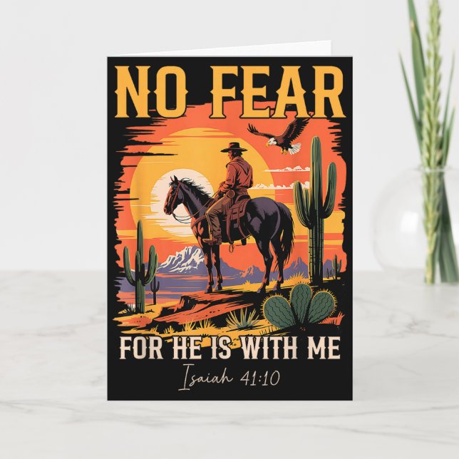 Cartão Isaías 41_10 Versículo da Bíblia Cowboy Cristão Oc (Frente)