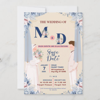 Cartão Islâmico de Salvar a Data Personalizado por