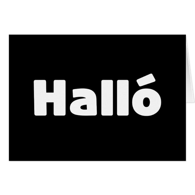 Cartão Islandês Halló { Hello ) Íslenska Language Card (Frente Horizontal)