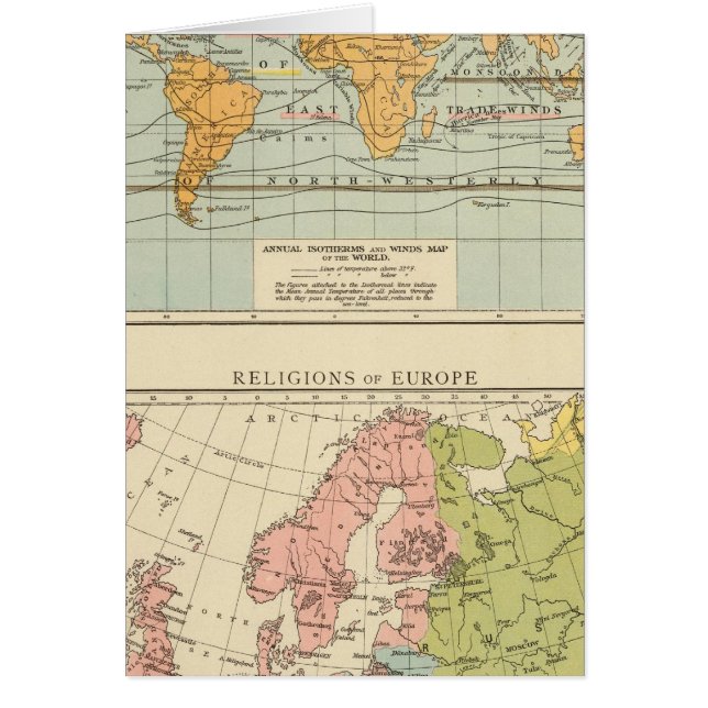 Cartão Isótero, ventos Religiões Europa (Frente)