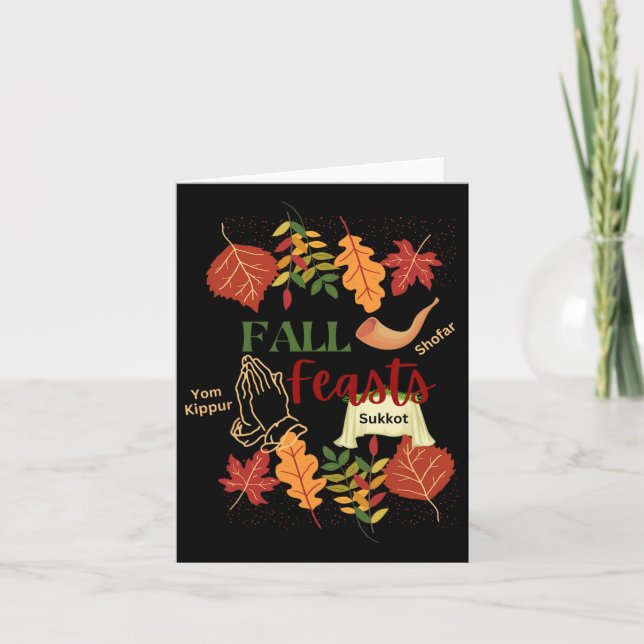 Cartão Israel Yisrael Festas de Outono Shofar Sukkot Yom  (Frente)