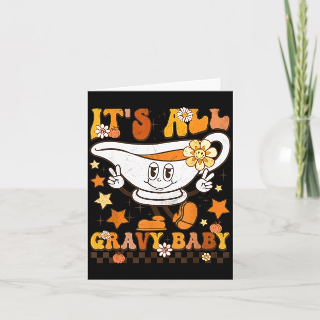 Cartão It’s All Gravy Baby Shirt Retro Groovy Happy Thank (Frente)