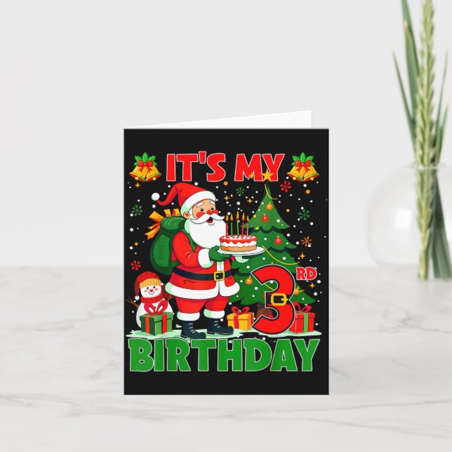 Cartão It’s My 3rd Birthday Santa Christmas Outfit 3 Year (Frente)
