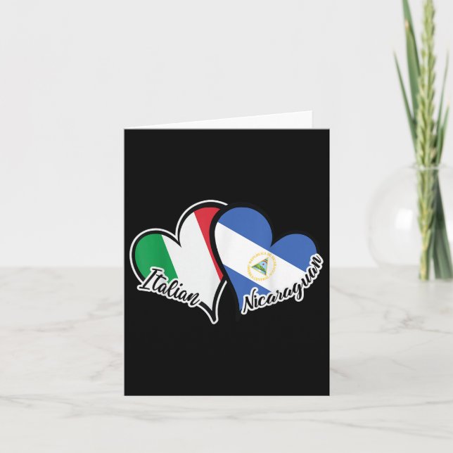 Cartão Itália Nicarágua Bandeira Coração Metade Italiano  (Frente)