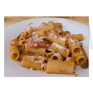 Cartão Itália, Positano. Placa de exibição de rigatoni.