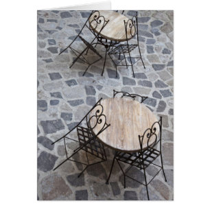Cartão Itália, Sardenha, Castelsardo. Mesas de café.