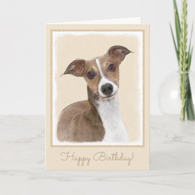 Cartão Italian Greyhound Painting - Cute Original Dog Art (Frente)