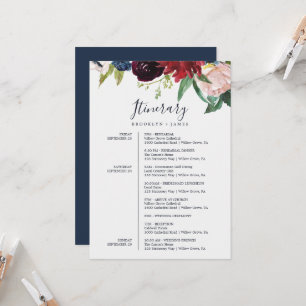 Cartão Itinerário de Casamento de Borgonha do Jard