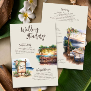 Cartão Itinerário de Casamento de Praia Sunset