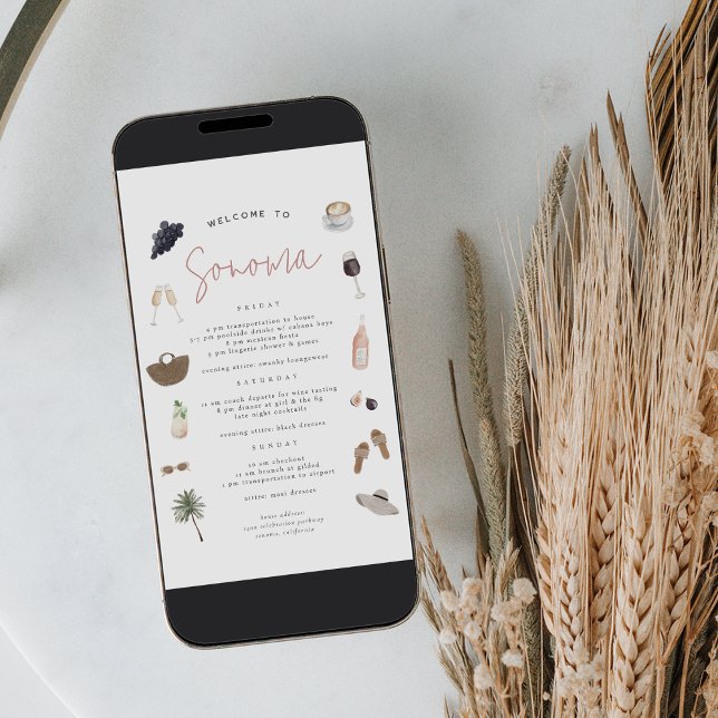 Cartão Itinerário de Fim de Semana da Bachelorette (Criador carregado)