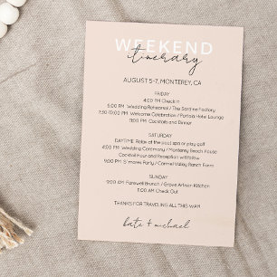 Cartão Itinerário de Fim de Semana de Casamento Ro