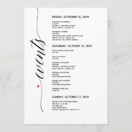 Cartão Itinerário Simples de Caligrafia Elegante