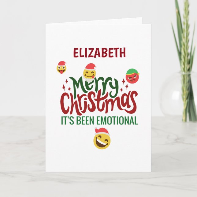 Cartão Its Been Emotional Merry Christmas Funny Emoji (Frente)