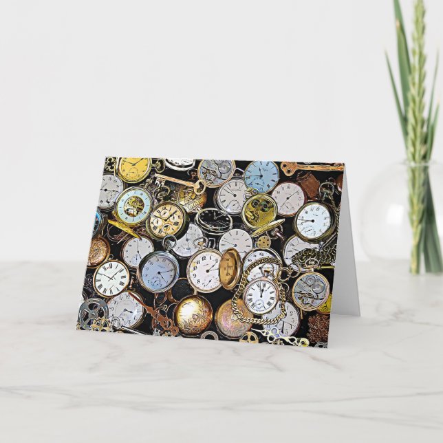 Cartão It's been too long, Miss You Pocketwatches (Frente)