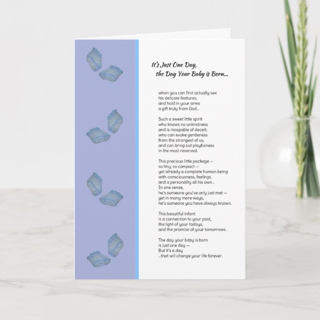 Cartão It's Just One Day...New baby boy (Frente)