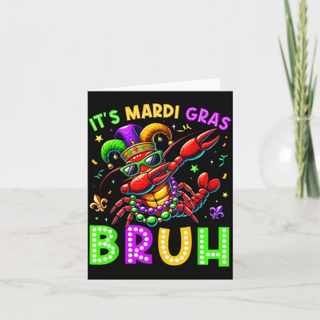 Cartão It's Mardi Gras Bruh Dabbing Crawfish Carnival Boy (Frente)