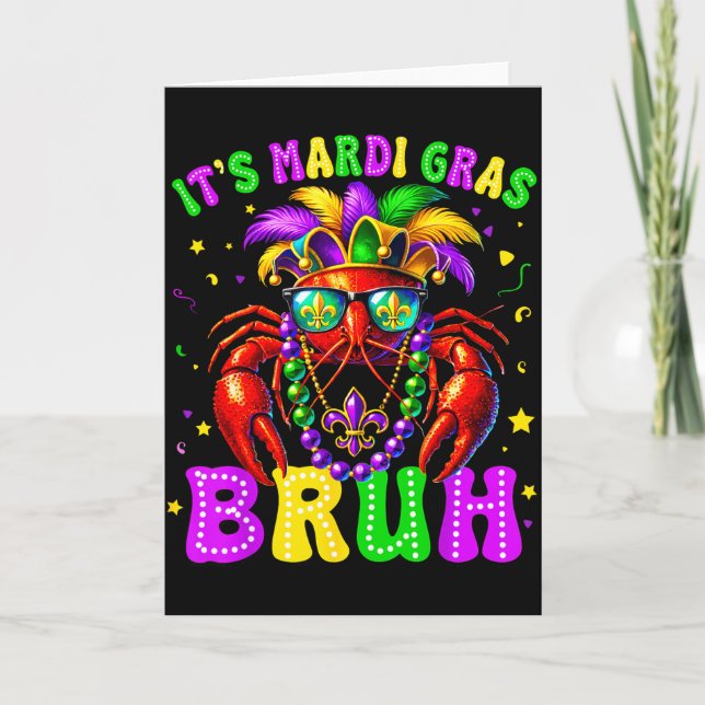 Cartão Its Mardi Gras Bruh Funny Crawfish Outfit Boys Gir (Frente)
