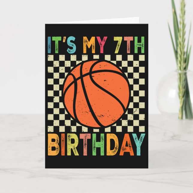 Cartão It's My 7th Birthday Sketll 7 Year Old Player Love (Frente)