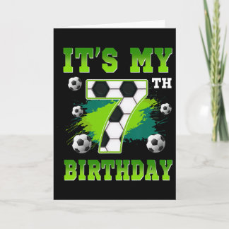 Cartão It's My 7th Birthday Soccer Party 7 Year Old Boy B