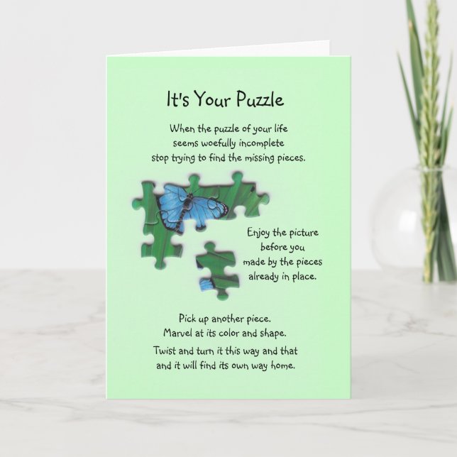 Cartão It's Your Puzzle Card (Butterfly) - Green (Frente)