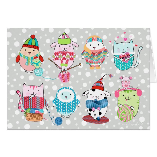Cartão Itty Bitty Knitting Committee Card 5 x 7 (Frente Horizontal)