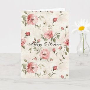 Cartão Ivory Blush Rosas Rosa Floral Para Sempre Amor