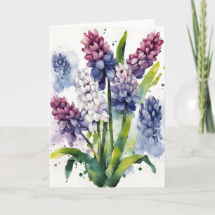 Cartão Jacinto - Flores de aquarela