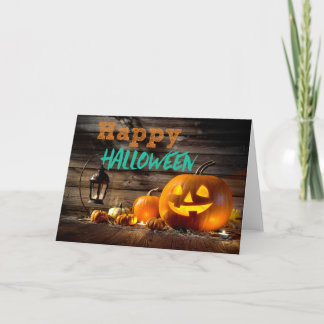 Cartão Jack-O-Lantern Autumn Pumpkin Happy Halloween Card