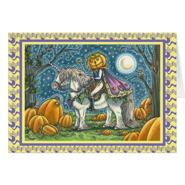 CARTÃO JACK O LANTERN PRINCE NO SEU UNICORN MÁGICO, CARTÃ (Frente horizontal)