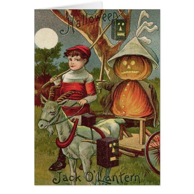 Cartão Jack O' Lantern Pumpkin Goat Full Moon (Frente)