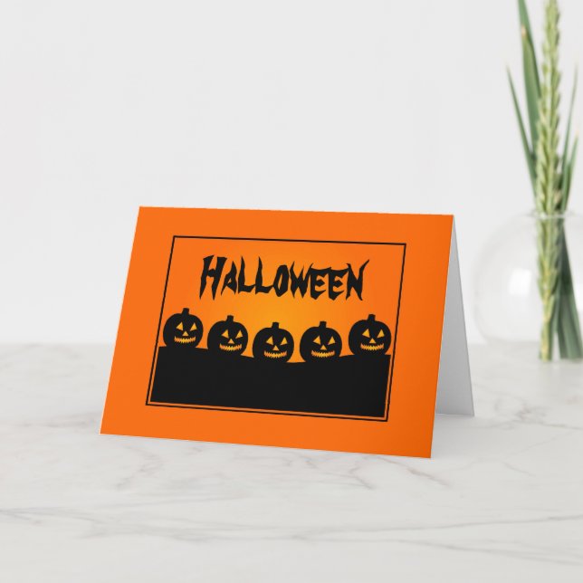 Cartão Jack-o-Lanterna do Halloween Personalizado (Frente)