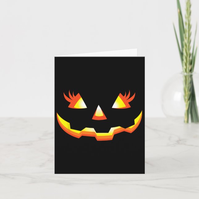 Cartão Jack O Lanterna Face Pumpkin Eyelashes Halloween C (Frente)