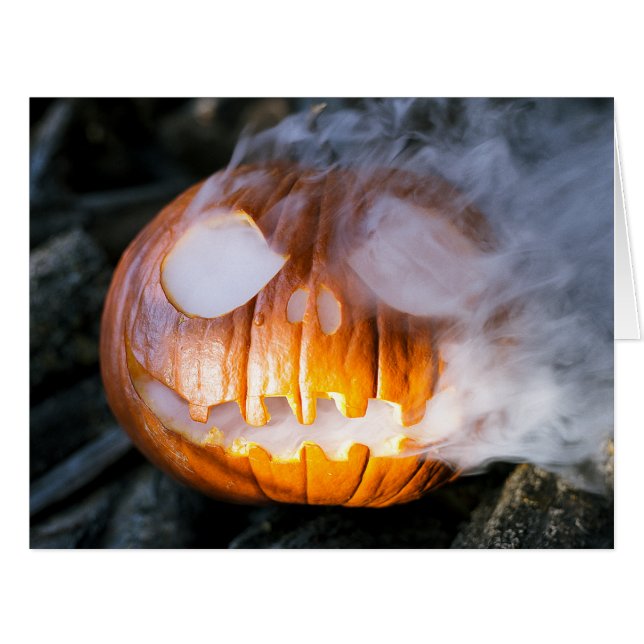 Cartão Jack-o-Lanterna Halloween Pumpkin Head Roasting (Frente horizontal)