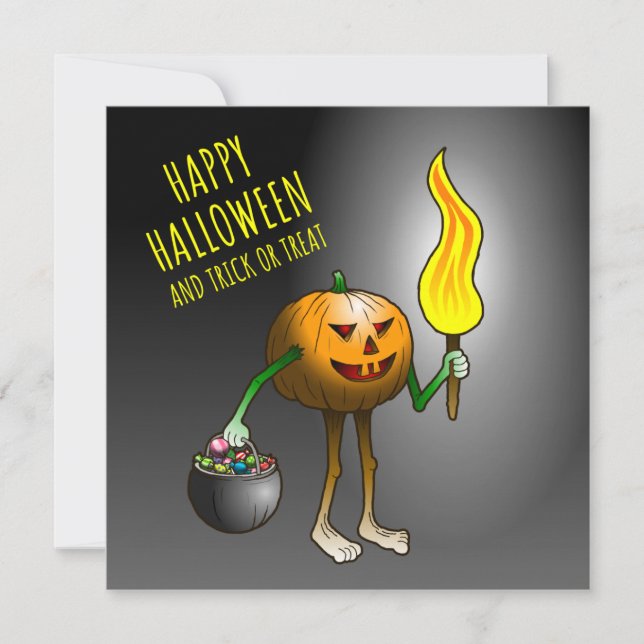 Cartão Jack O'lantern saindo para doces ou travessuras (Frente)
