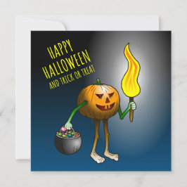 Cartão Jack O'lantern saindo para doces ou travessuras