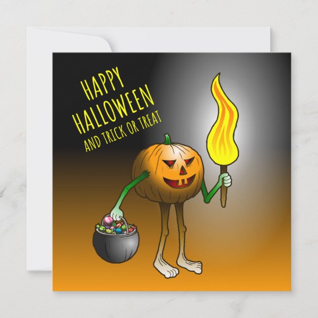 Cartão Jack O'lantern saindo para doces ou travessuras (Frente)