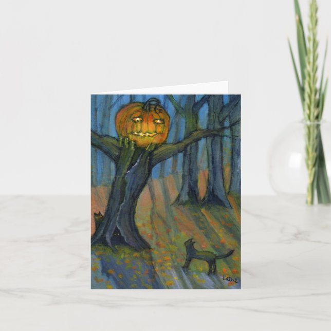 Cartão Jack O'Lantern Tree Scare Note Card (Frente)