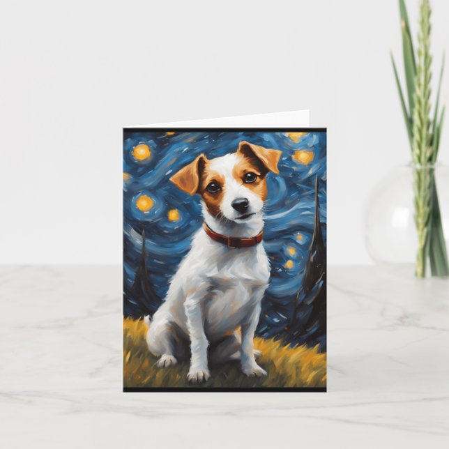 Cartão Jack Russel com Impressão de pintura colar (Frente)