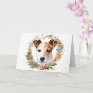 Cartão Jack Russell Christmas Wreath Festivo Pup