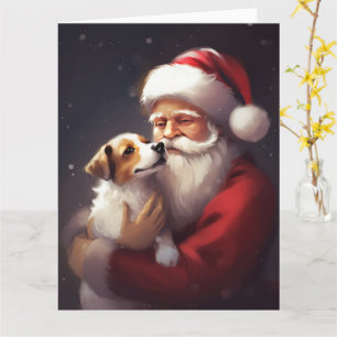 Cartão Jack Russell Com Papai Noel Natal Festivo