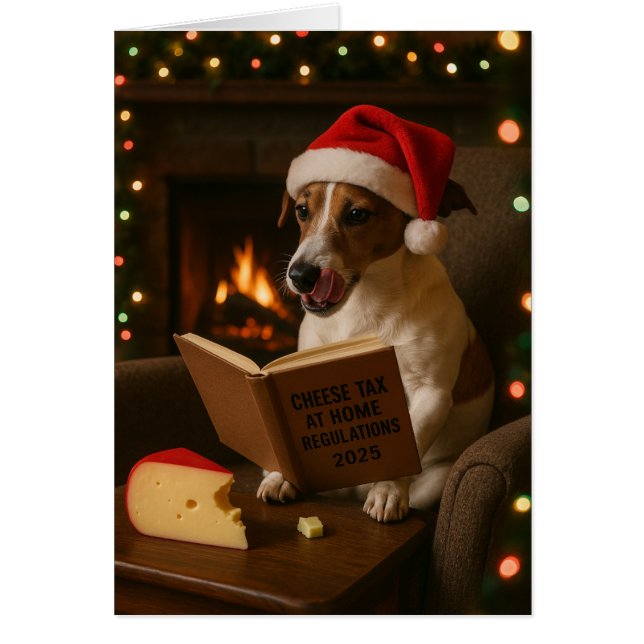 Cartão Jack Russell Terrier 'Cheese Tax' Christmas card (Frente)