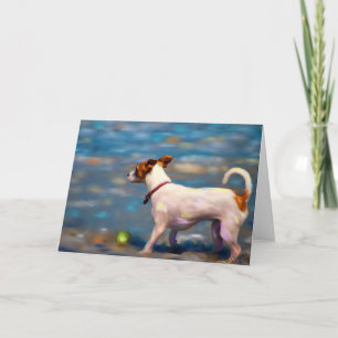 Cartão Jack Russell Terrier Dog Art - Jack na praia