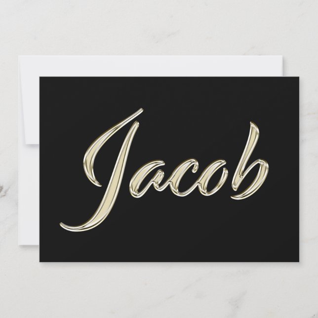 Cartão Jacob Name white gold Handwriting Karte (Frente)