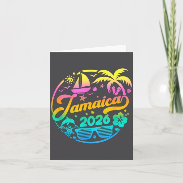 Cartão Jamaica 2026 Family Vacation Beach Matching Group  (Frente)