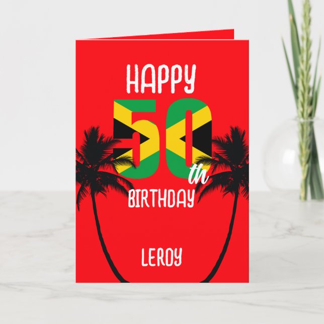 Cartão Jamaican Happy 50th Birthday (Frente)