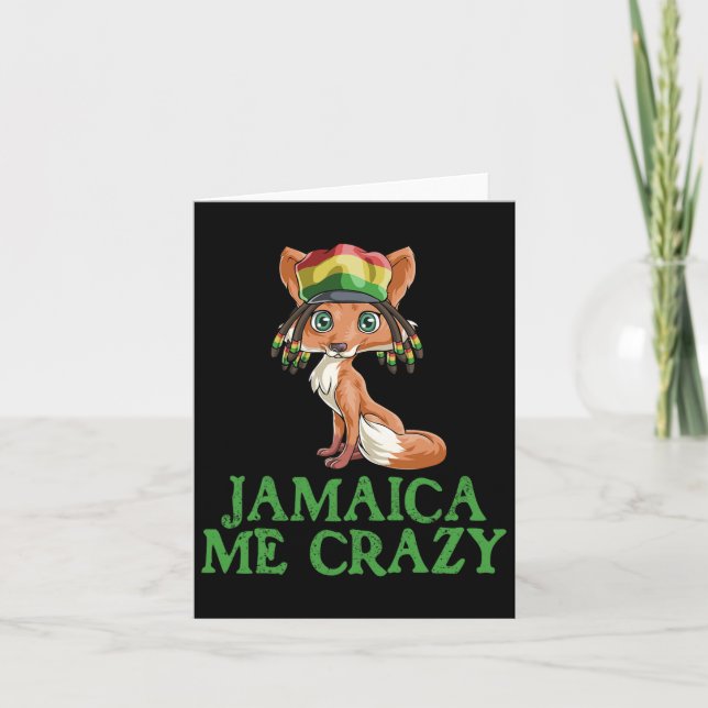 Cartão Jamaican Me Crazy Flag Fox T Shirt Hair Engraçado  (Frente)